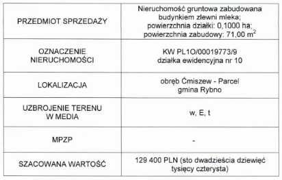 Ćmiszew - Nieruchomość gruntowa zabudowana budynkiem zlewni mleka