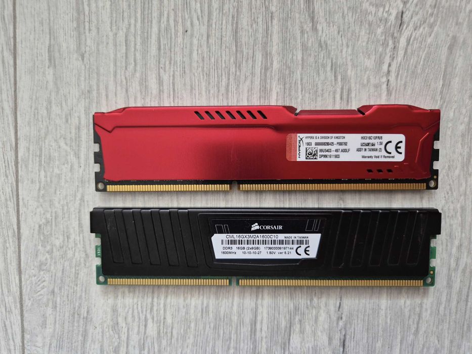 пам'ять DDR3 8GB 1600MHz CL10 HyperX \ Corsair Vengeance LPX.