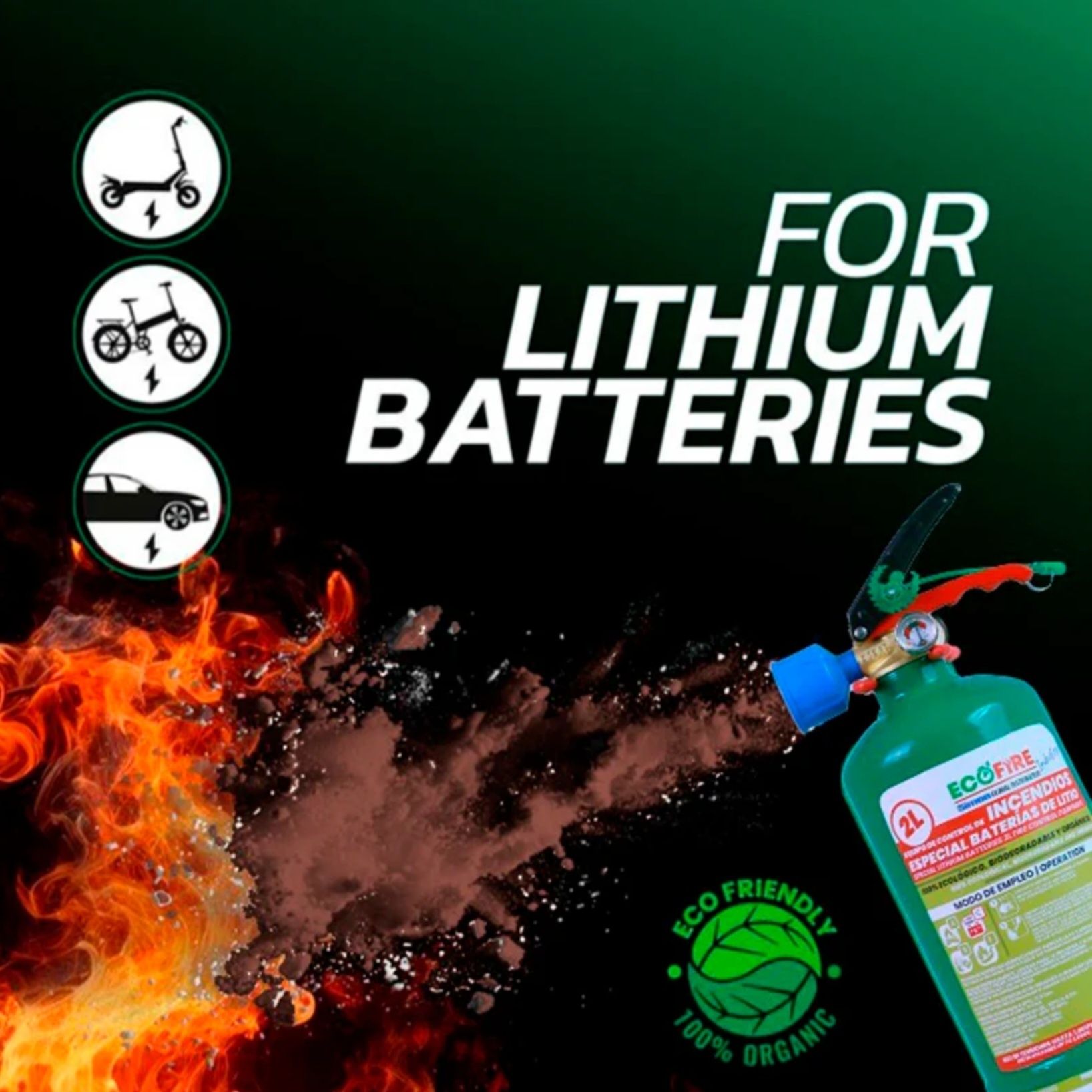 Extintor dielétrico para baterias
