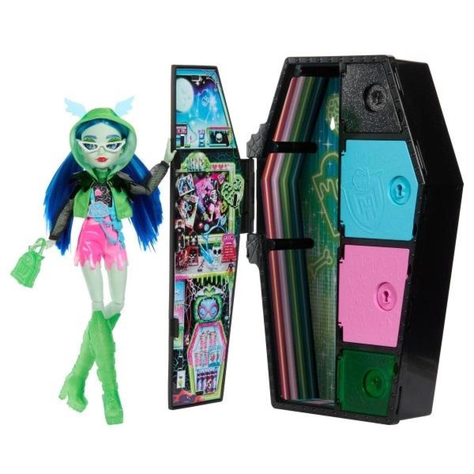 Monster High Straszysekrety Ghoulia Yelps neon pudełko,322x208 mm