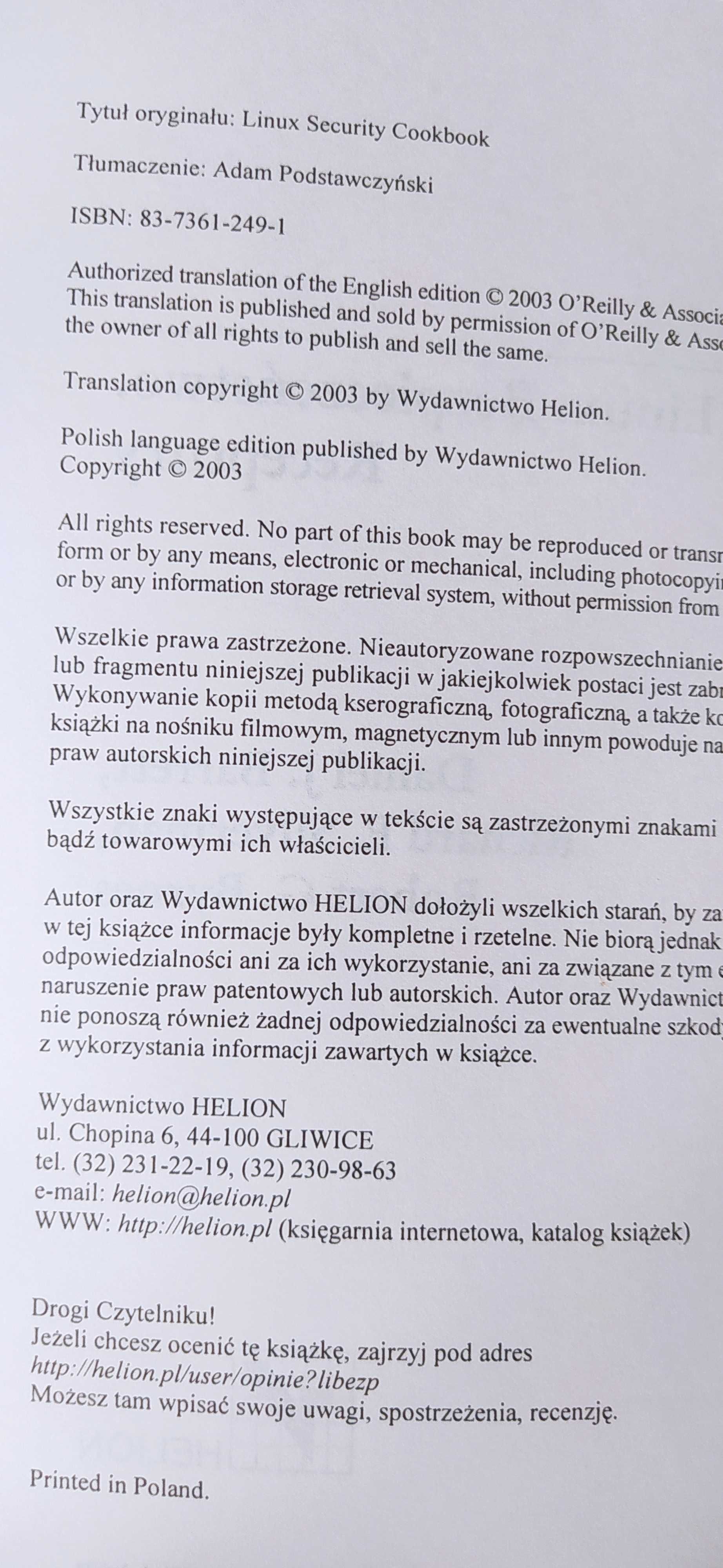 " Linux, bezpieczeństwo receptury. "/ Barrett, Silverman & Bernes
