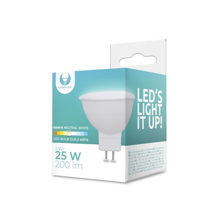 Żarówka Led Gu5,3 Mr16 3W 12V 4500K 200Lm Forever Light