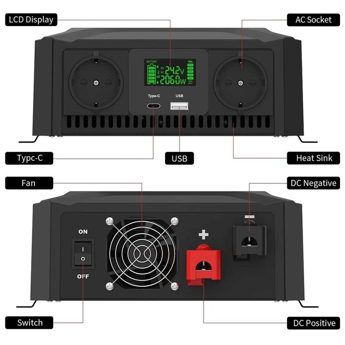 Інвертор Datou Boss TY-PS-4000W 12V/24V 2300Вт чистий синус (новий)