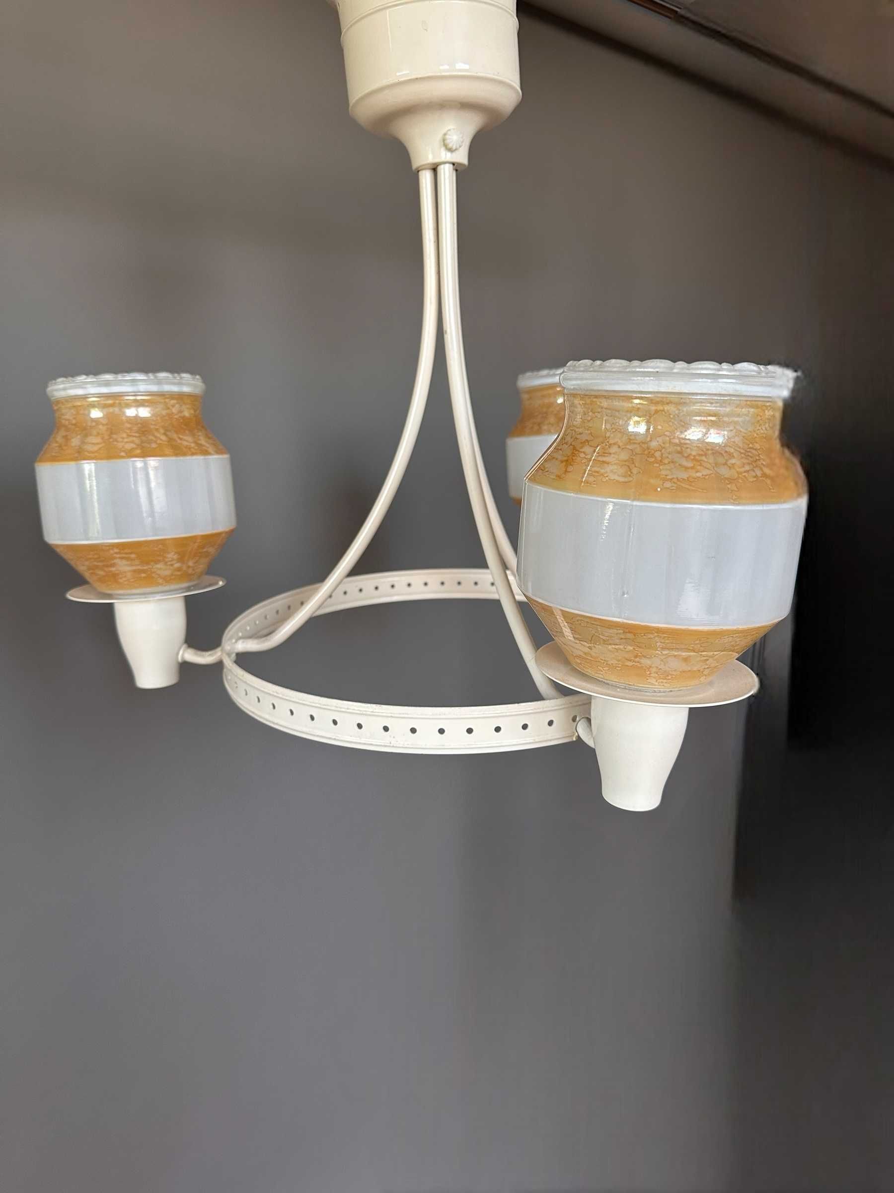 Żyrandol Vintage, schabby chic lampa romatic, boho 3 punktowa biały
