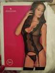 Obsessive Meshlove Coset czarny seksowny gorset czarne stringi body