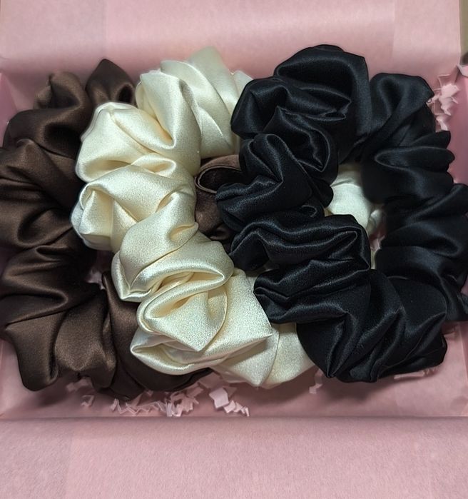 Zestaw 3 scrunchie jedwabnych ( gumki do włosów )