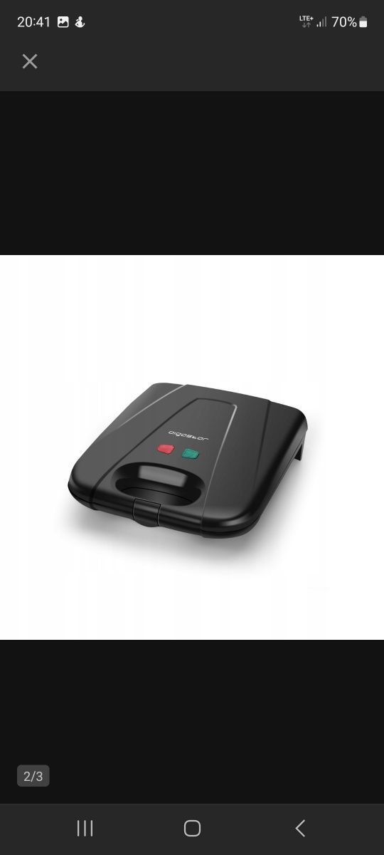 Opiekacz toster sandwich kanapki grill Aigostar 300000ZGC czarny 1400