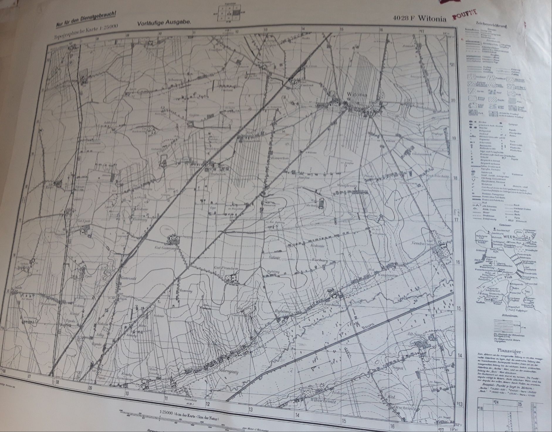 Stara mapa topograficzna niemiecka 1:25 000