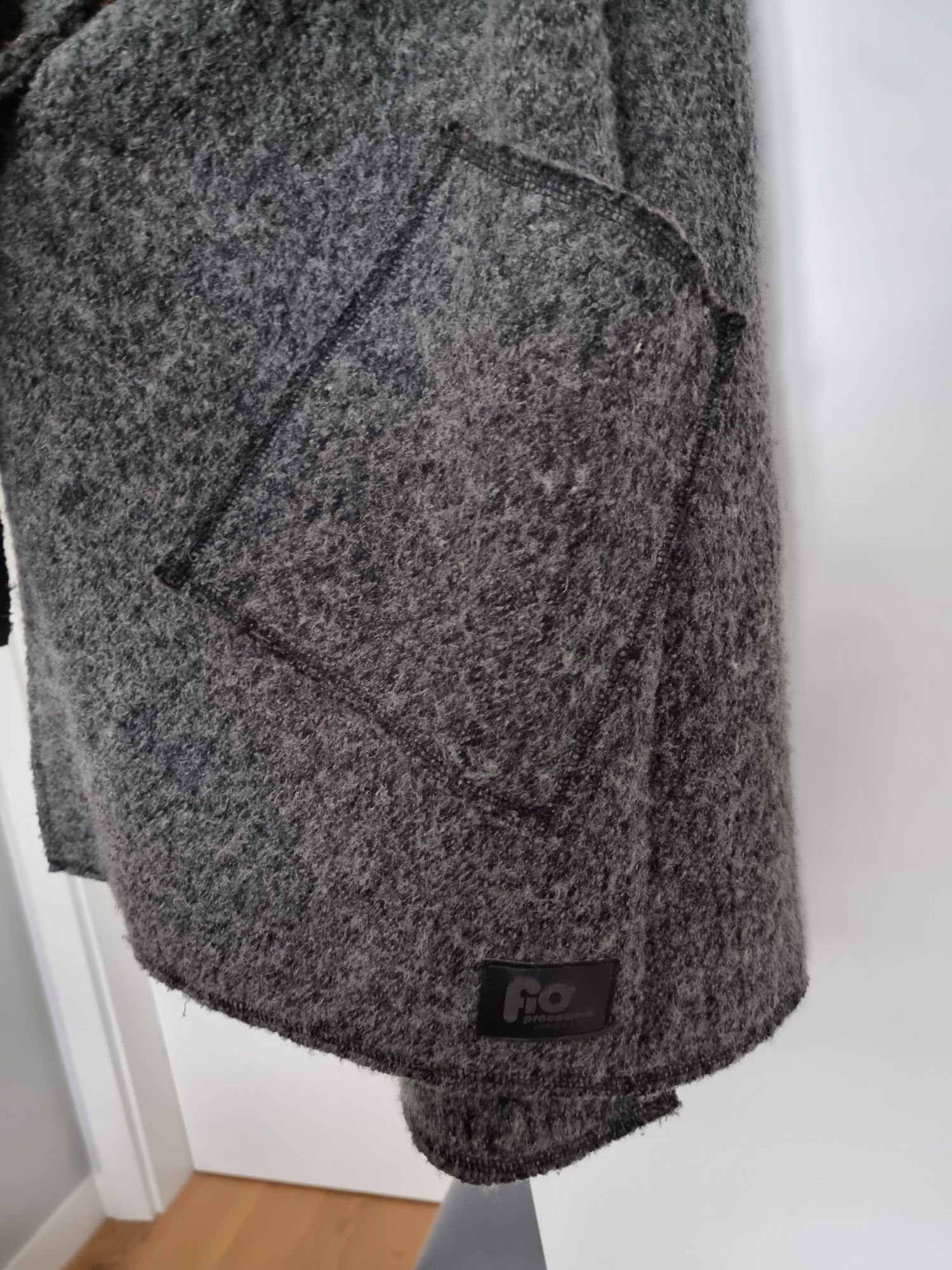 Płaszcz, vintage, 100% wełna, szary, rozm. 38/M