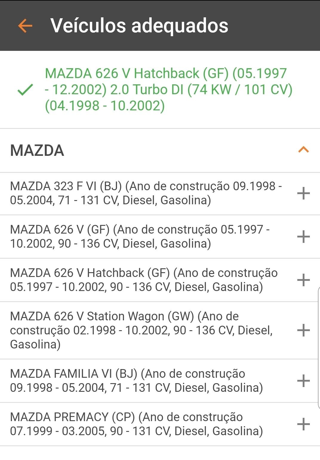 Bomba de travão mazda