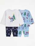 62 68 George Disney Stitch 2pak piżama świąteczna z długim rękawem UK