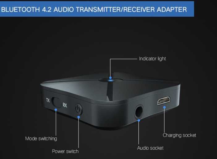 KN319 USB Bluetooth 4.2 2 в 1 Приемник/Передатчик аудио AUX блютуз