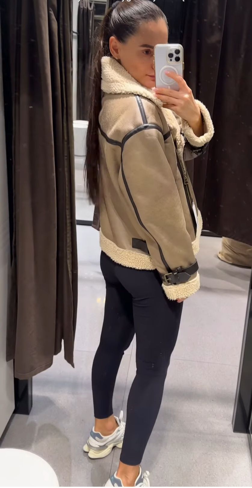 Zara kurtka kożuch m 38 brązowy dwuwarstwowy pilotka