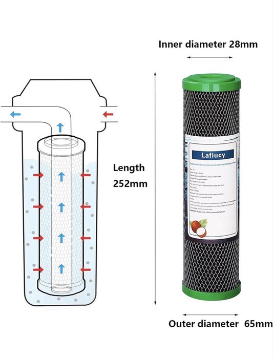 3 und Filtro de agua de carvao ativado, 10 polegadas