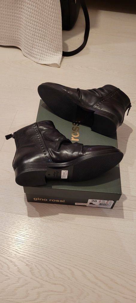 Botki czarne skóra r.38 GINO ROSSI NOWE
