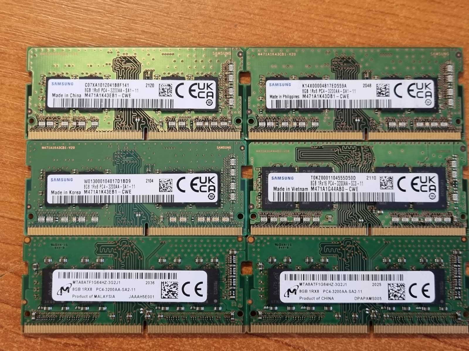 Оперативна памʼять SO-DIMM 8GB 16GB 3200 SKhynix Samsung Micron Kingst