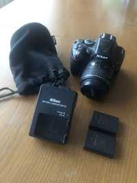 Nikon D5200, obiektyw 18-55, ładowarka + 2 baterie