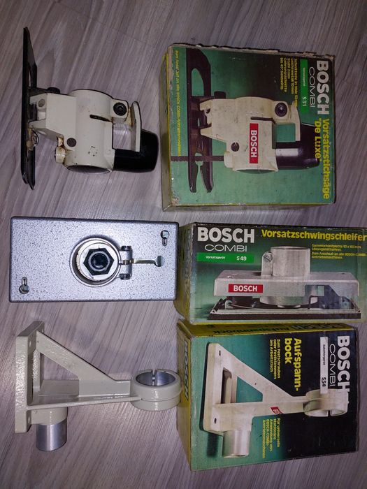 Bosch combi przystawki do wiertarki. Stojak, szlifierka, wyrzynarka.