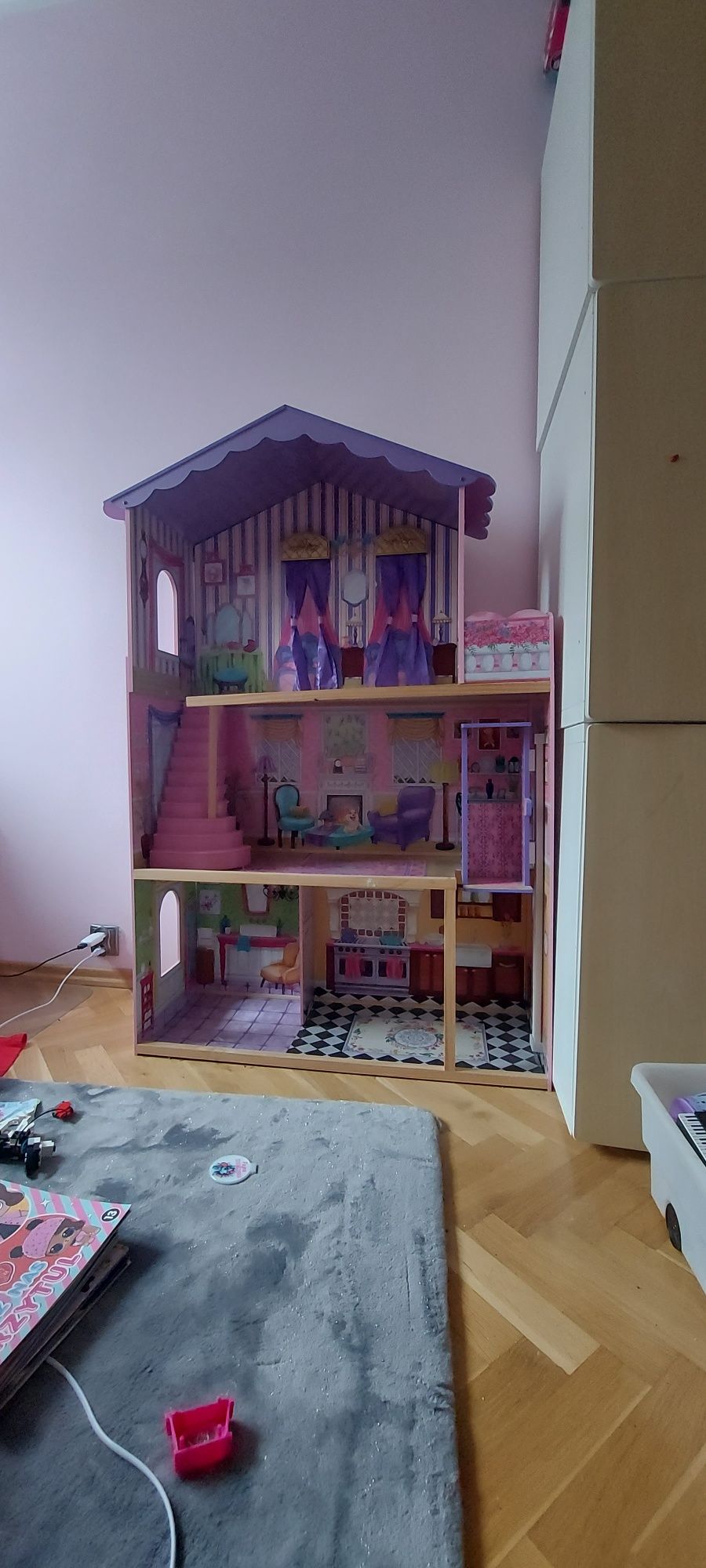 Domek dla lalek XXL 120 x 80 x 35 cm dla dziewczynki dom barbie winda