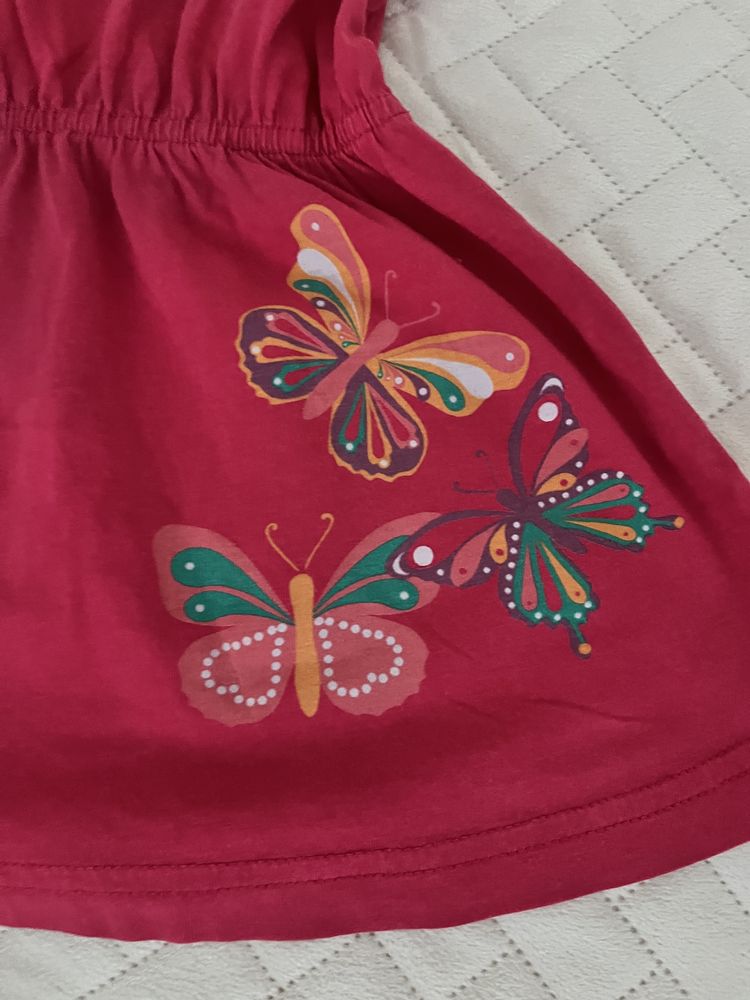 Różowa sukienka z motylkami H&M, rozm. 86/92