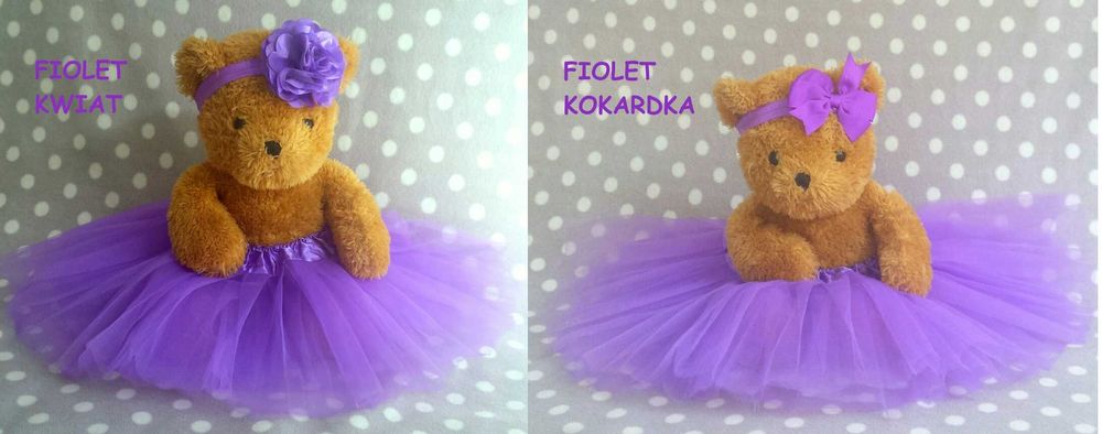 Fioletowy komplet: Spódniczka tiulowa i opaski.