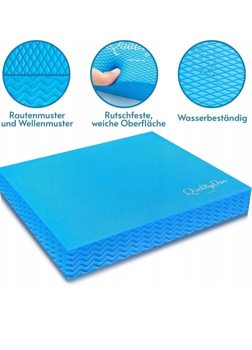 Mata do ćwiczeń Quality Den 40 cm x 33 cm odcienie niebieskiego