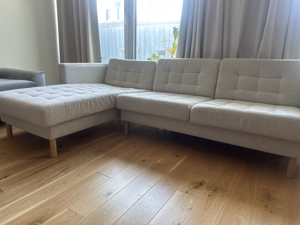 Sofa 3-os Narożnik IKEA LANDSKRONA z szezlongiem | Beżowa
