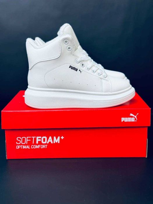 Женские зимние кроссовки puma белые натуральная кожа цена за пару