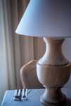 Lampa stołowa dębowa Zorza - Lampastycznie