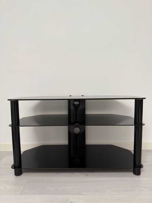 Mesa de TV em vidro preto