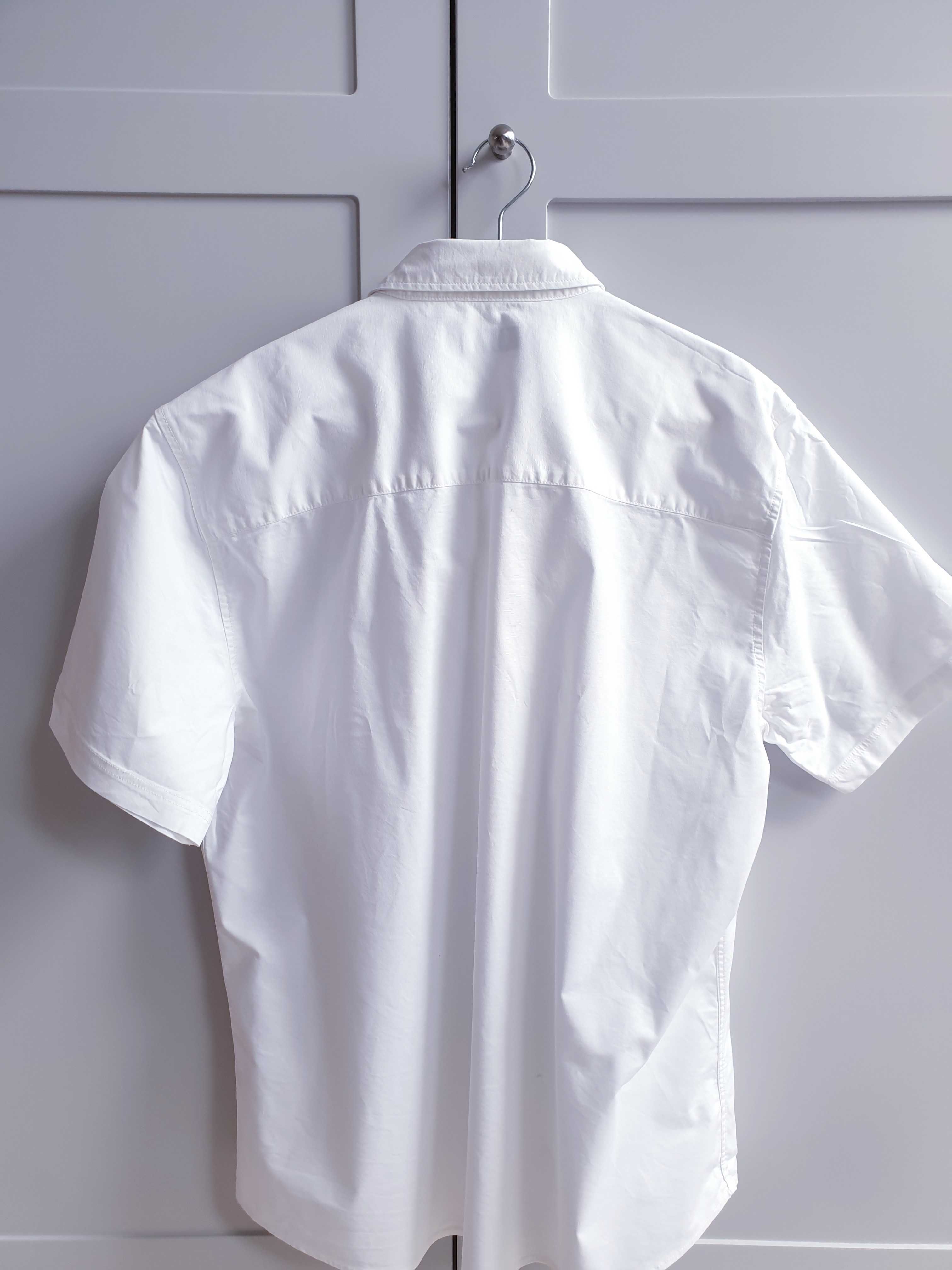 Biała koszula męska Easy XL z krótkim rękawem