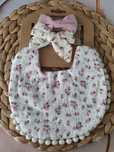 Dwustronny śliniaczek + 2 opaski Vintage/Boho