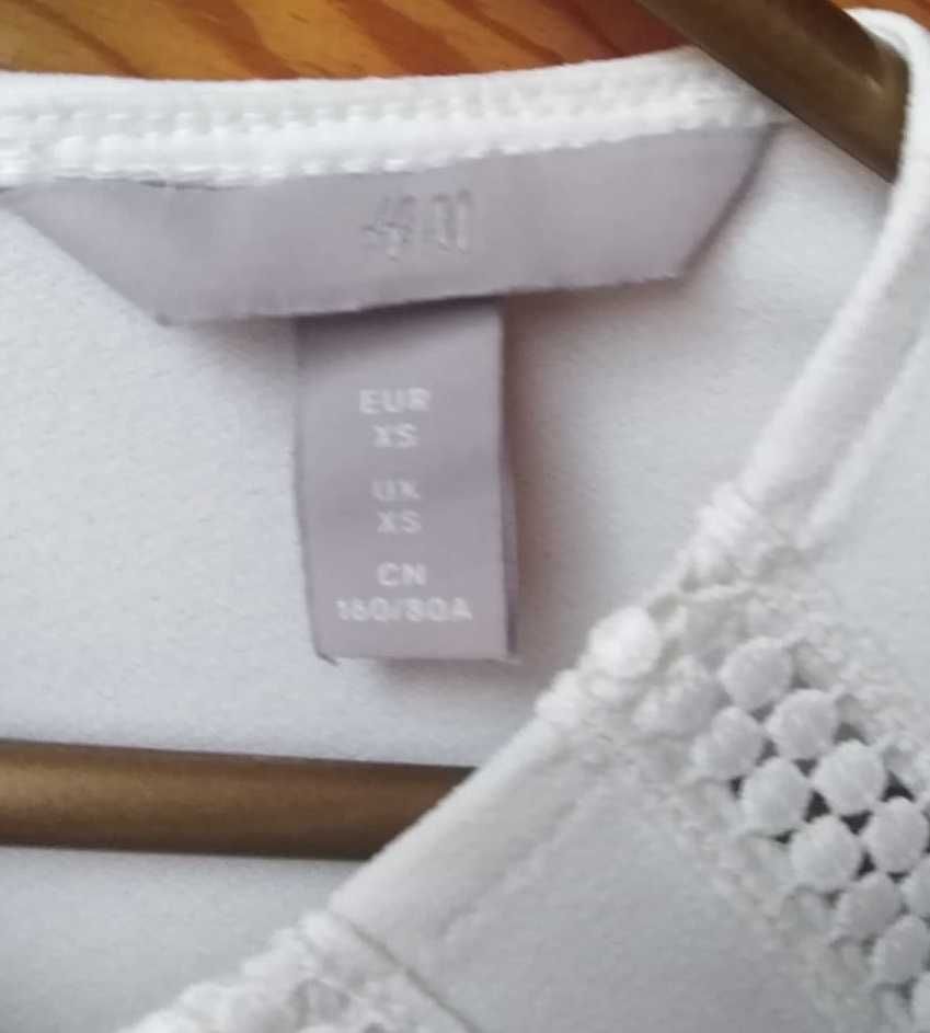 Bluzka biała damska z haftami H&M, rozmiar S/36
