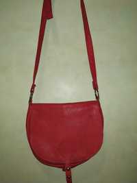 Кожаная красная  сумка