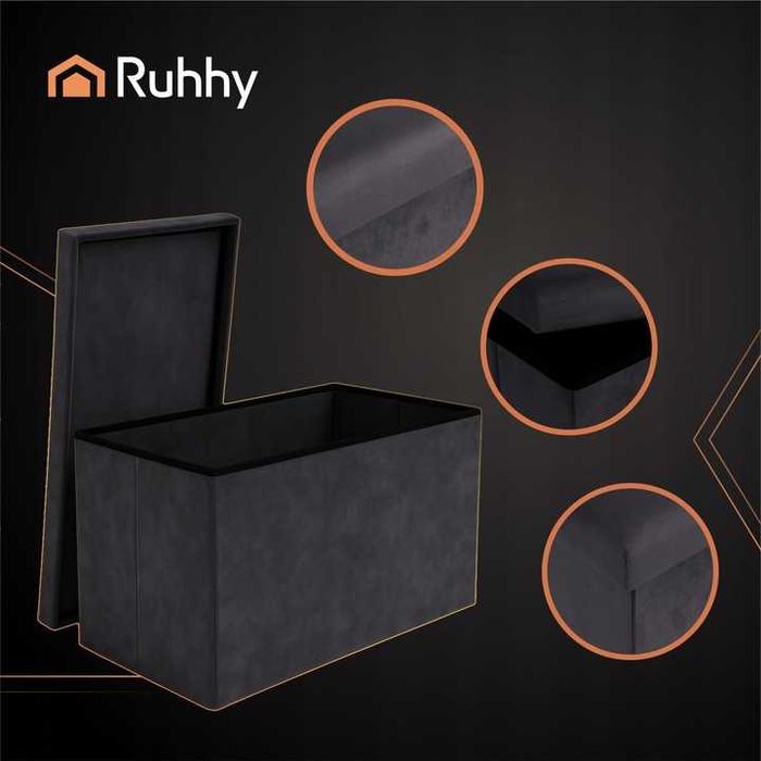 NOWA Pufa Ze Schowkiem Duża Do Salonu Do Przedpokoju Welurowa Szara