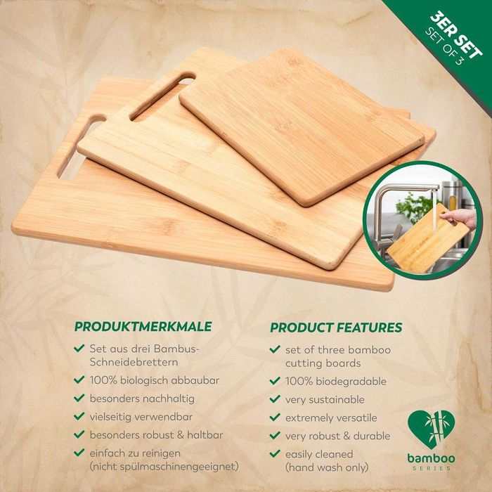 Bambusowe deski do krojenia 3 szt. trwałe drewna Bamboo ECO Friendly