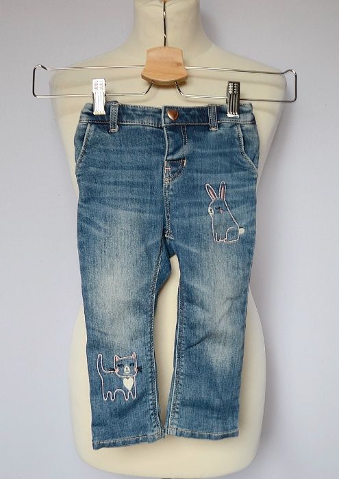 Spodnie Dzinsowe 86 cm 12 18 m H&M Haft Jeansowe