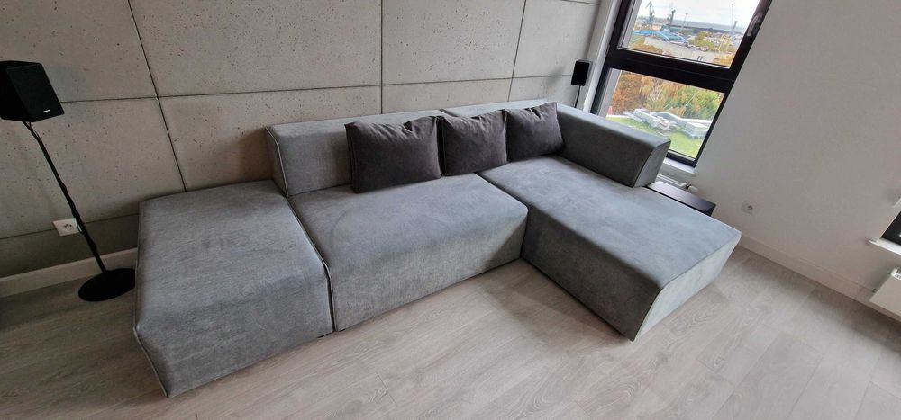 Narożnik Kare Design Infinity szary 302x182 cm prawostronny