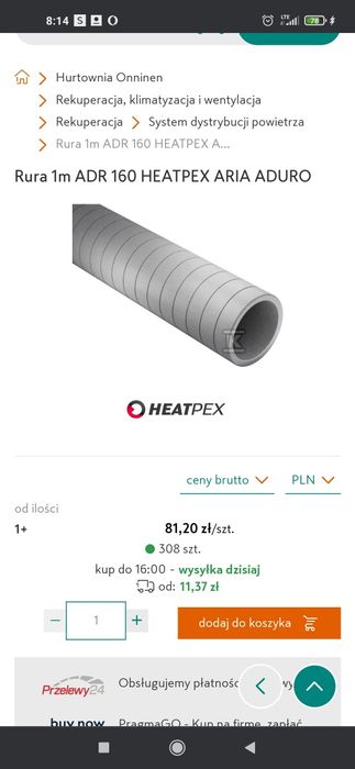 Rura rekuperacja Heatpex ARIA 6sztuk