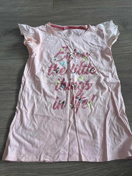 Koszulka dla dziewczynki różowa łososiowa 146/152
