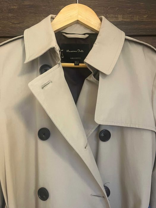 Massimo Dutti beżowy trencz ze 100% bawełny