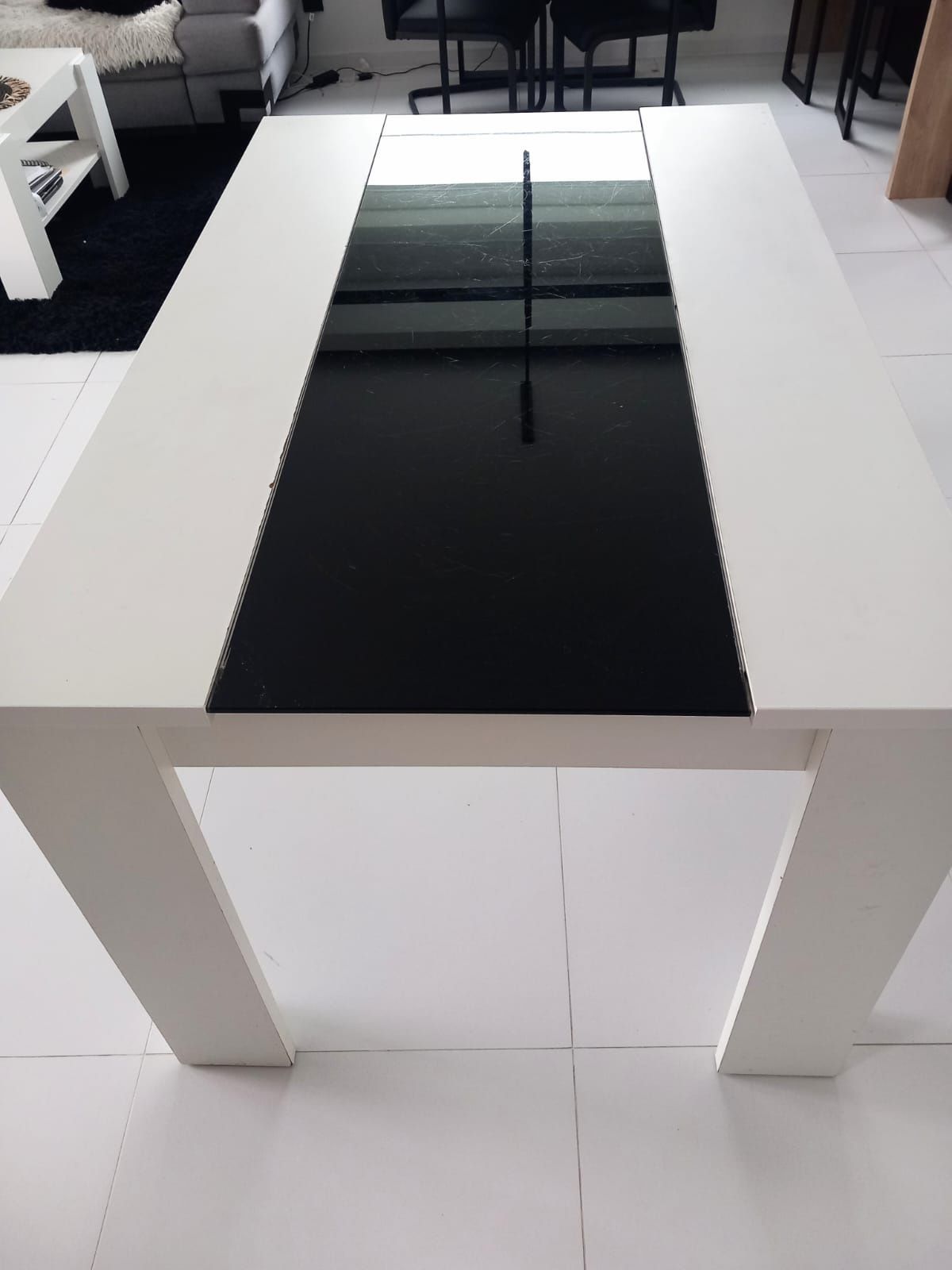 Stół do jadalni, salonu biało czarny 140x90