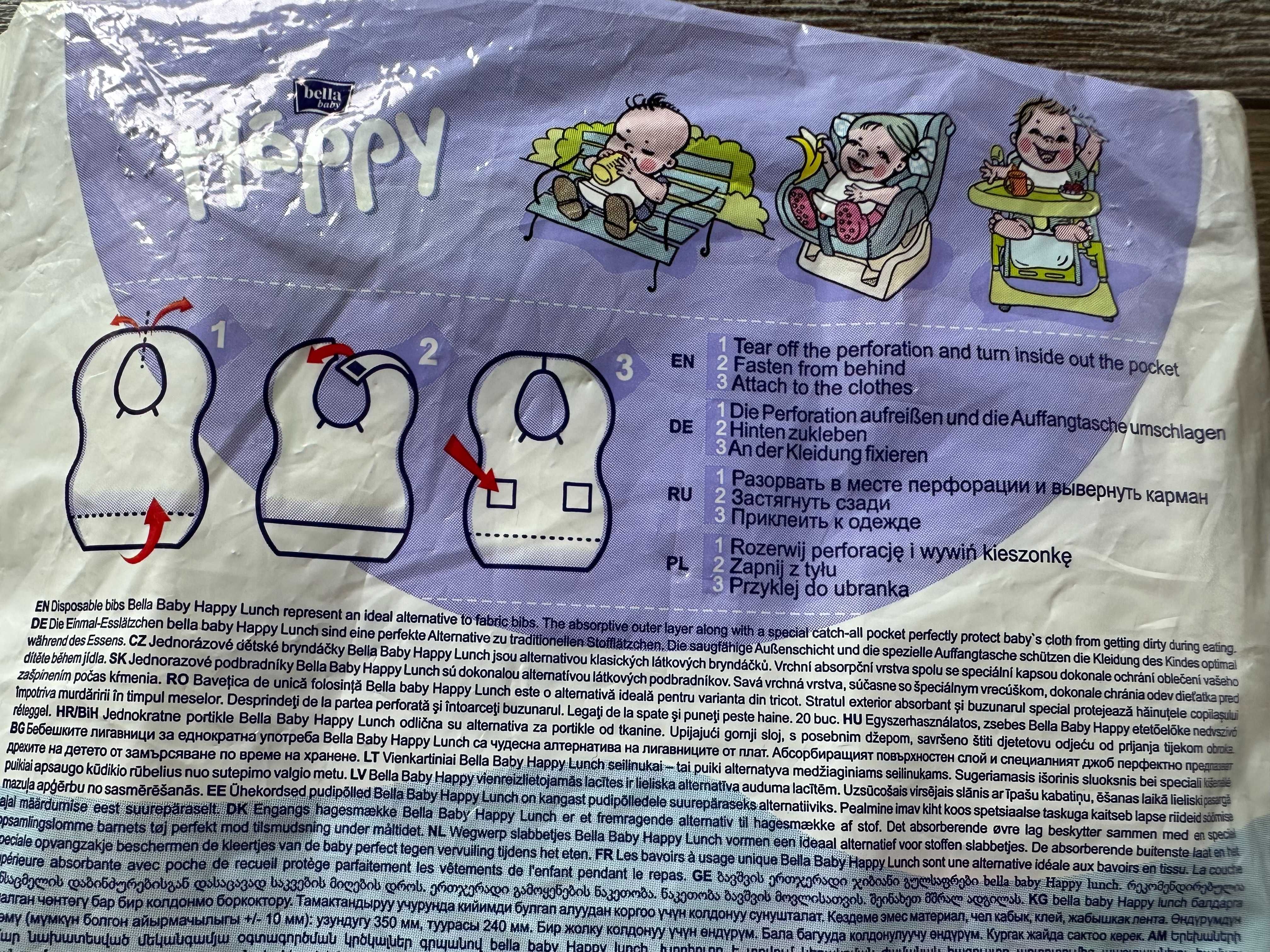 Śliniak Śliniaki Śliniaczki jednorazowe Bella Baby Be Happy Lunch 15sz