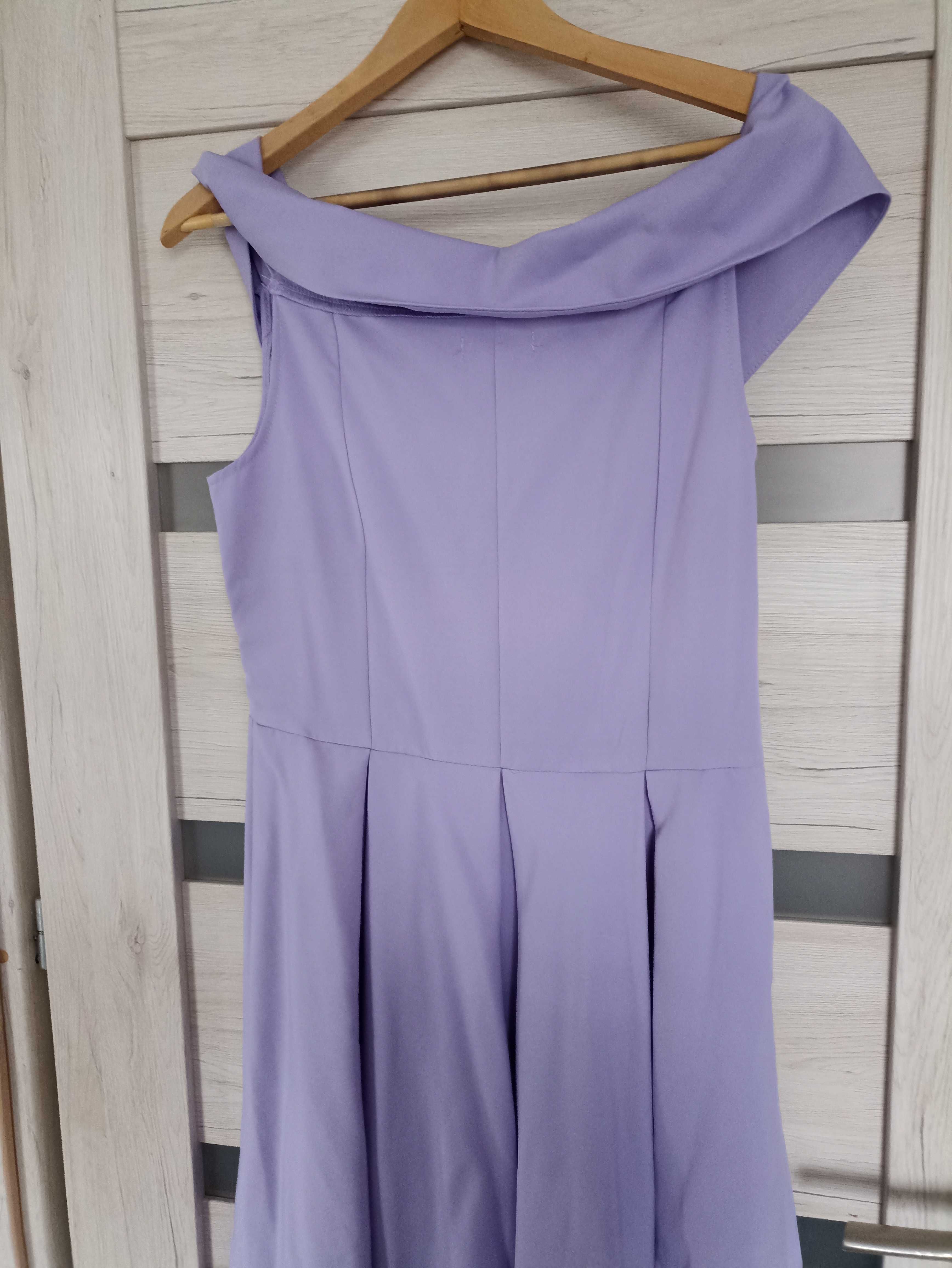 Liliowa sukienka midi