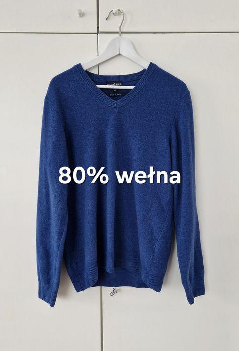 Męski wełniany sweter z dekoldem w serek