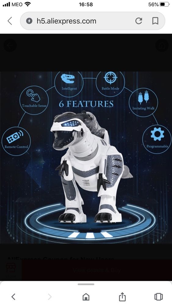 Robot dinossauro inteligente com controlo remoto impecável