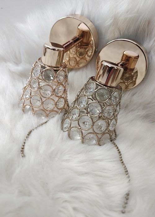 Złote kinkiety - lampki ścienne w kolorze gold rose 2 x sztuki