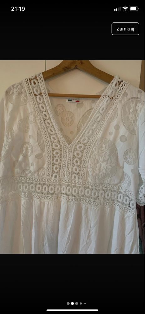 Biała koronkowa sukienka boho oversize