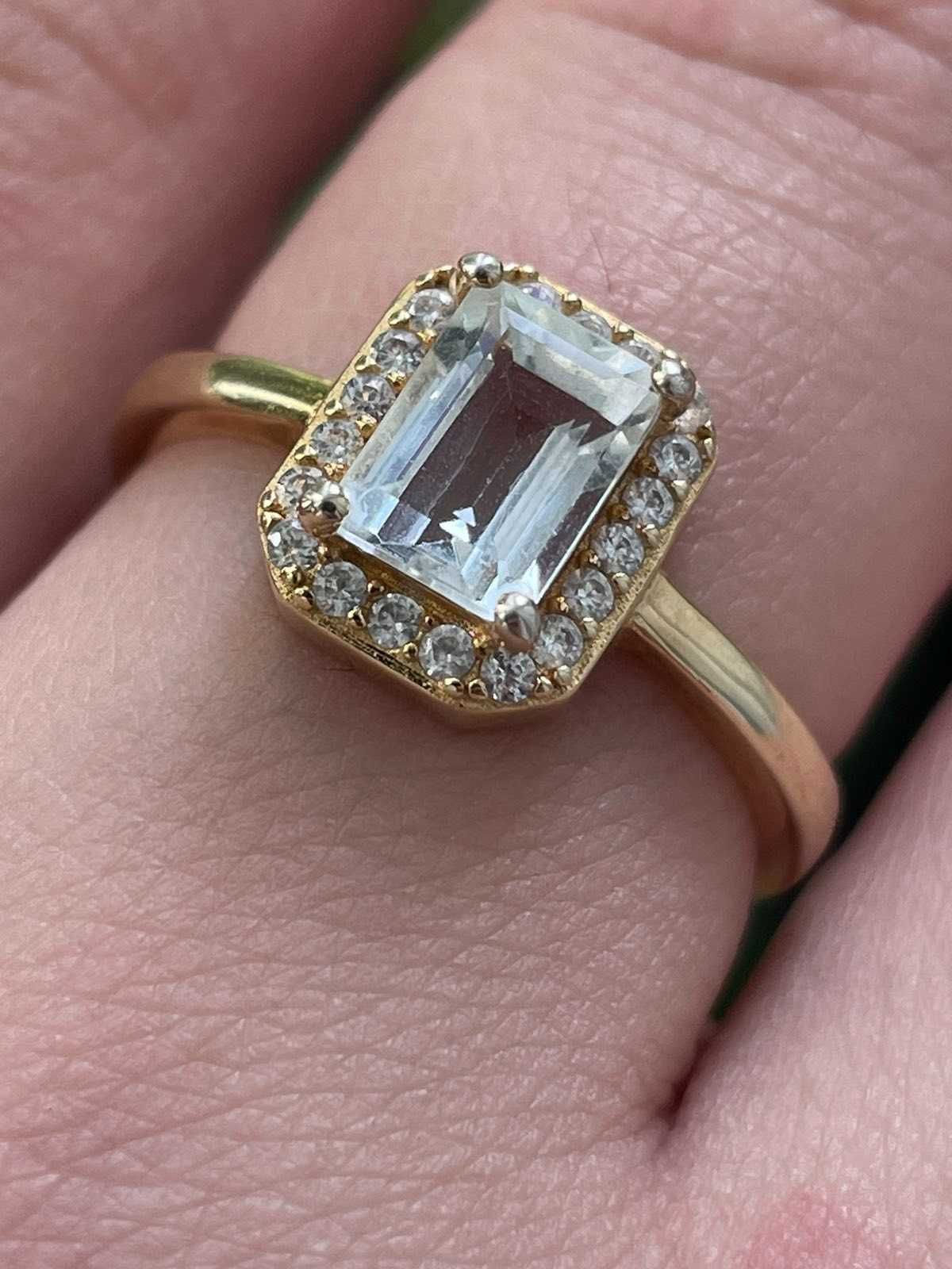 Серебряное кольцо с аквамарином. Размер 18