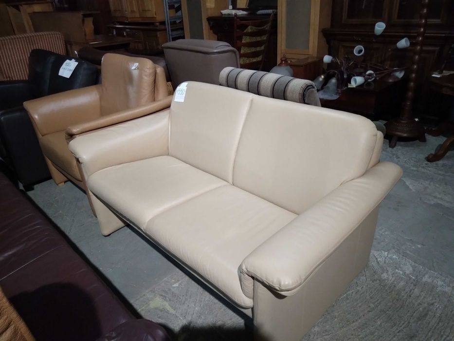 Sofa kanapa skórzana beżowa 2 osobowa skóra naturalna FV DOWÓZ
